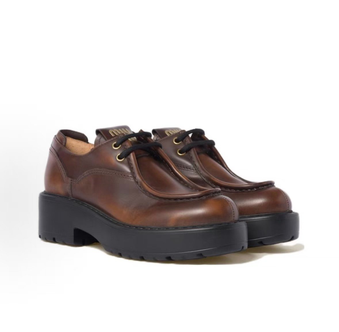 MiuMiu Round-Toe Loafers 5.5cm Brown