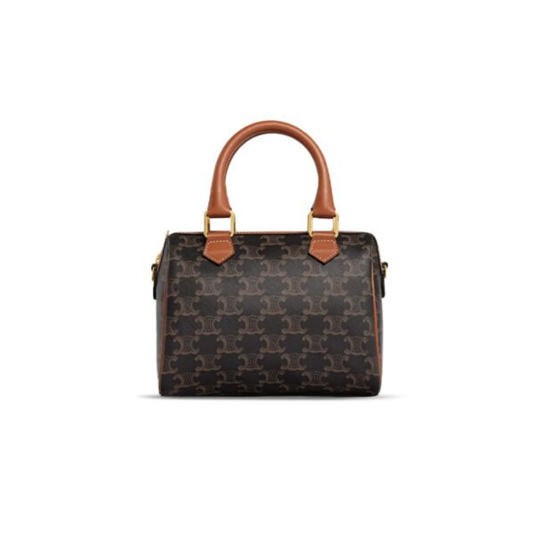 CELINE SMALL BOSTON BAG IN TRIOMPHE CANVAS AND CALFSKIN 113772CAS.04LU (19.5*14*7cm)