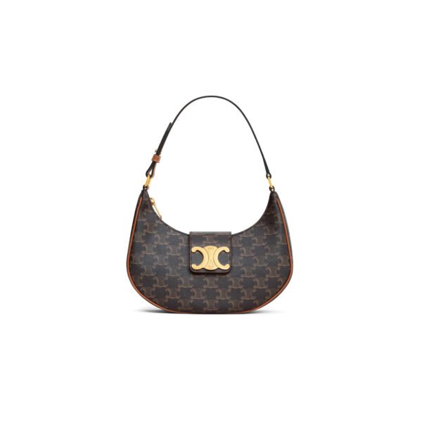 CELINE MEDIUM AVA TRIOMPHE BAG IN TRIOMPHE CANVAS AND CALFSKIN 114492BZJ.04LU (23*13.5*6cm)
