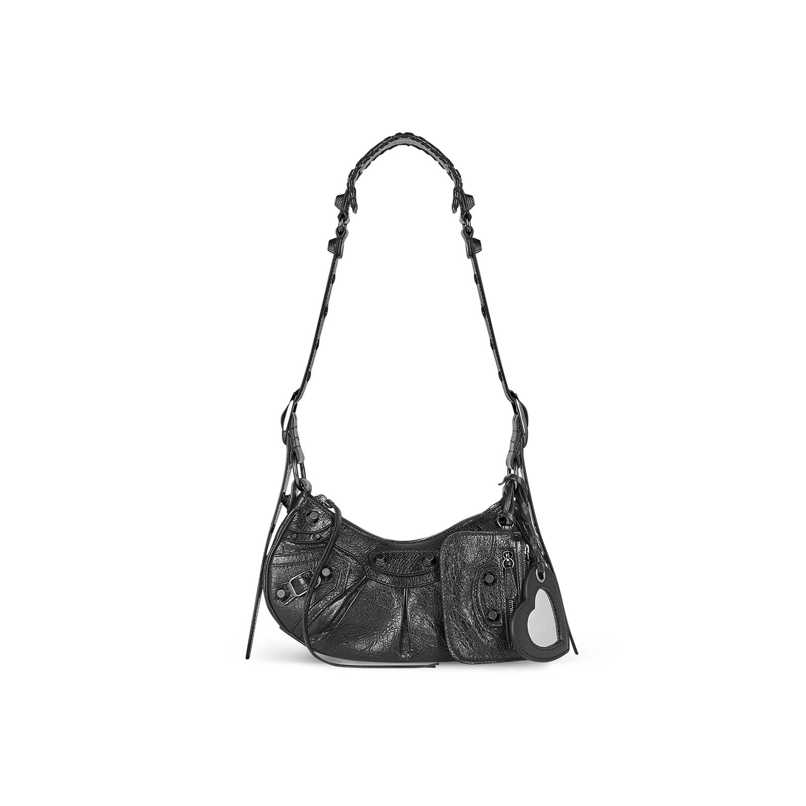 BALENCIAGA WOMEN'S LE CAGOLE SHOULDER BAG XS IN DARK GRAY 671309210F61000
