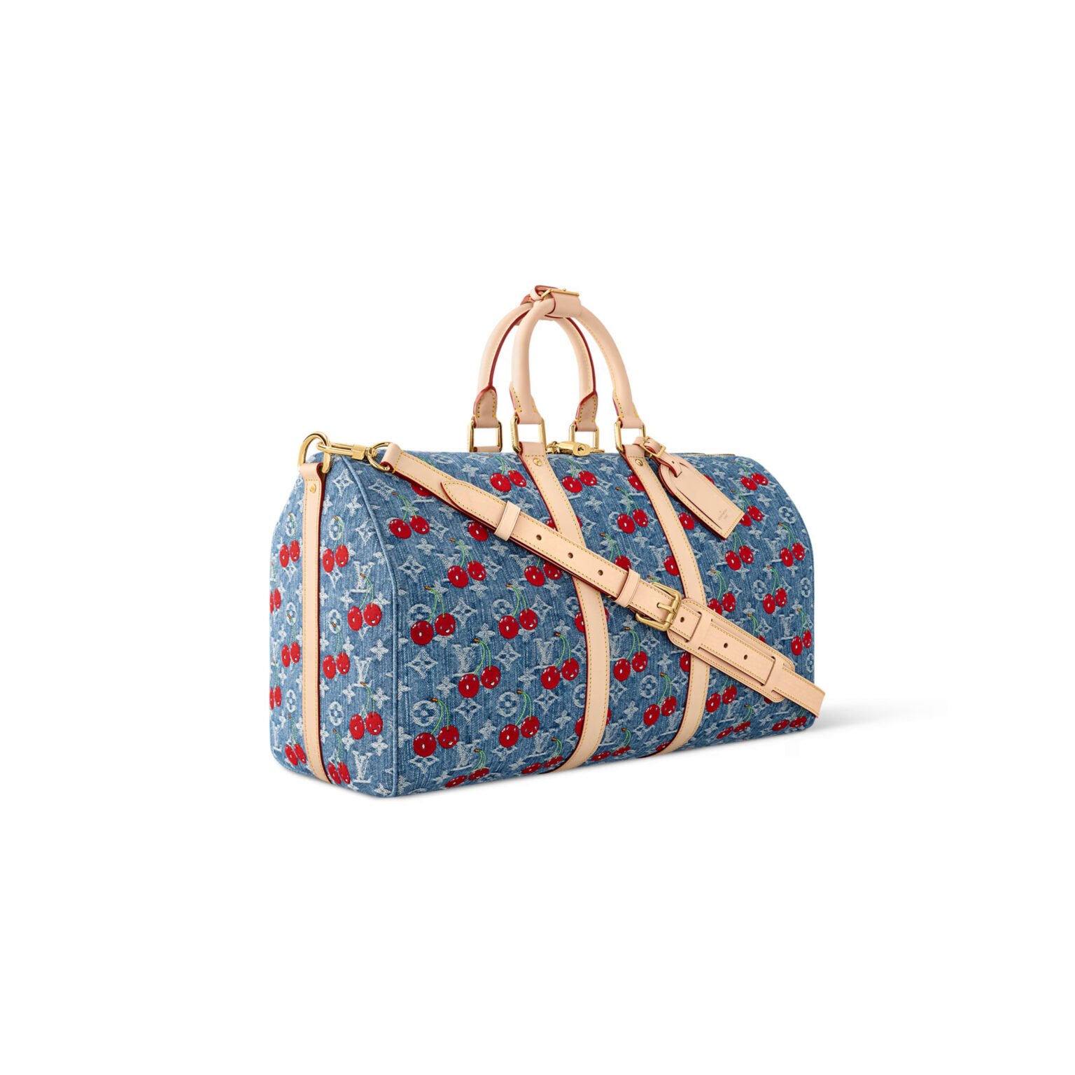LouisV M13875 Keepall Bandoulière 45 Takashi Murakami Cherry Denim (27x20x45cm)