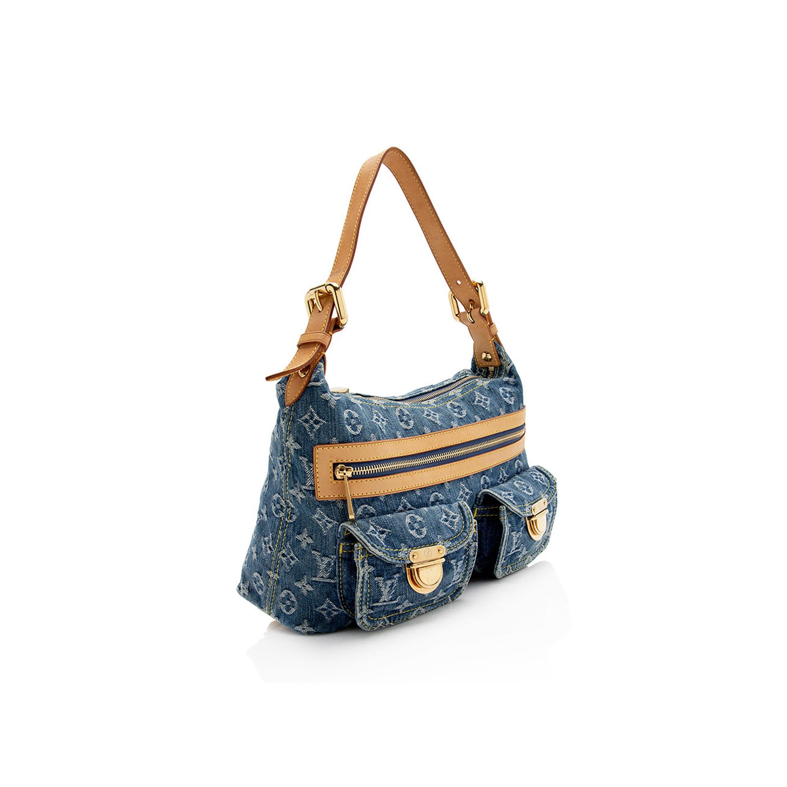 M44464 LOUIS VUITTON MASTER DENIM MONOGRAM BAGGY PM SHOULDER BAG (30*19*10cm)