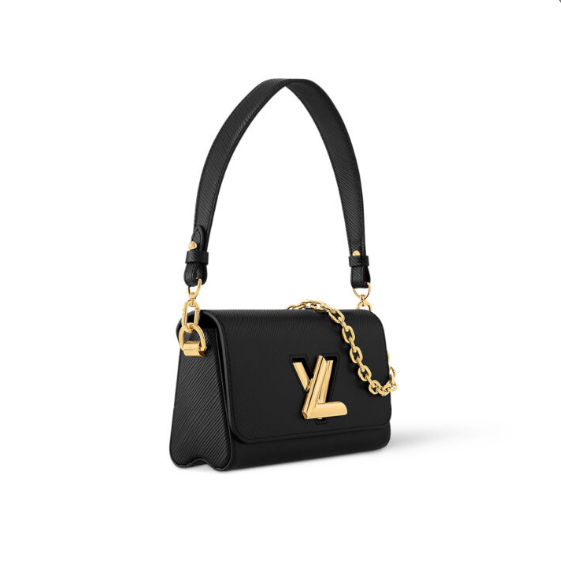 M25336 LouisV Twist West Bag – Black, 12 × 7 × 23.5 cm