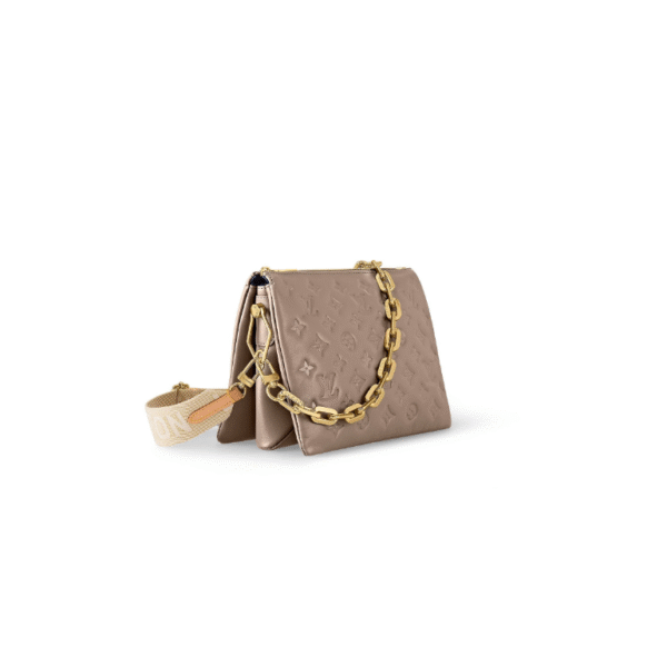 M21263 LouisV Coussin Bag – Taupe, 26 × 20 × 12 cm