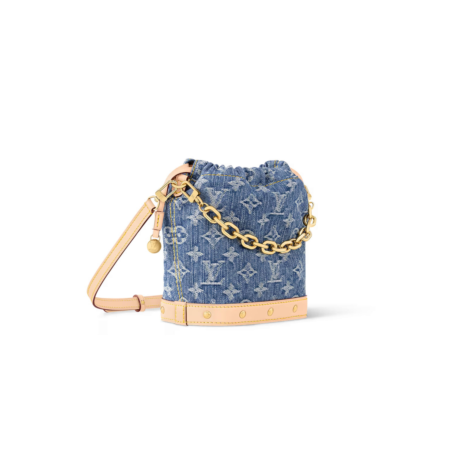 M83043 LouisV Nano Noé Backpack – Monogram Denim, 20.5 × 17.5 × 8.8 cm
