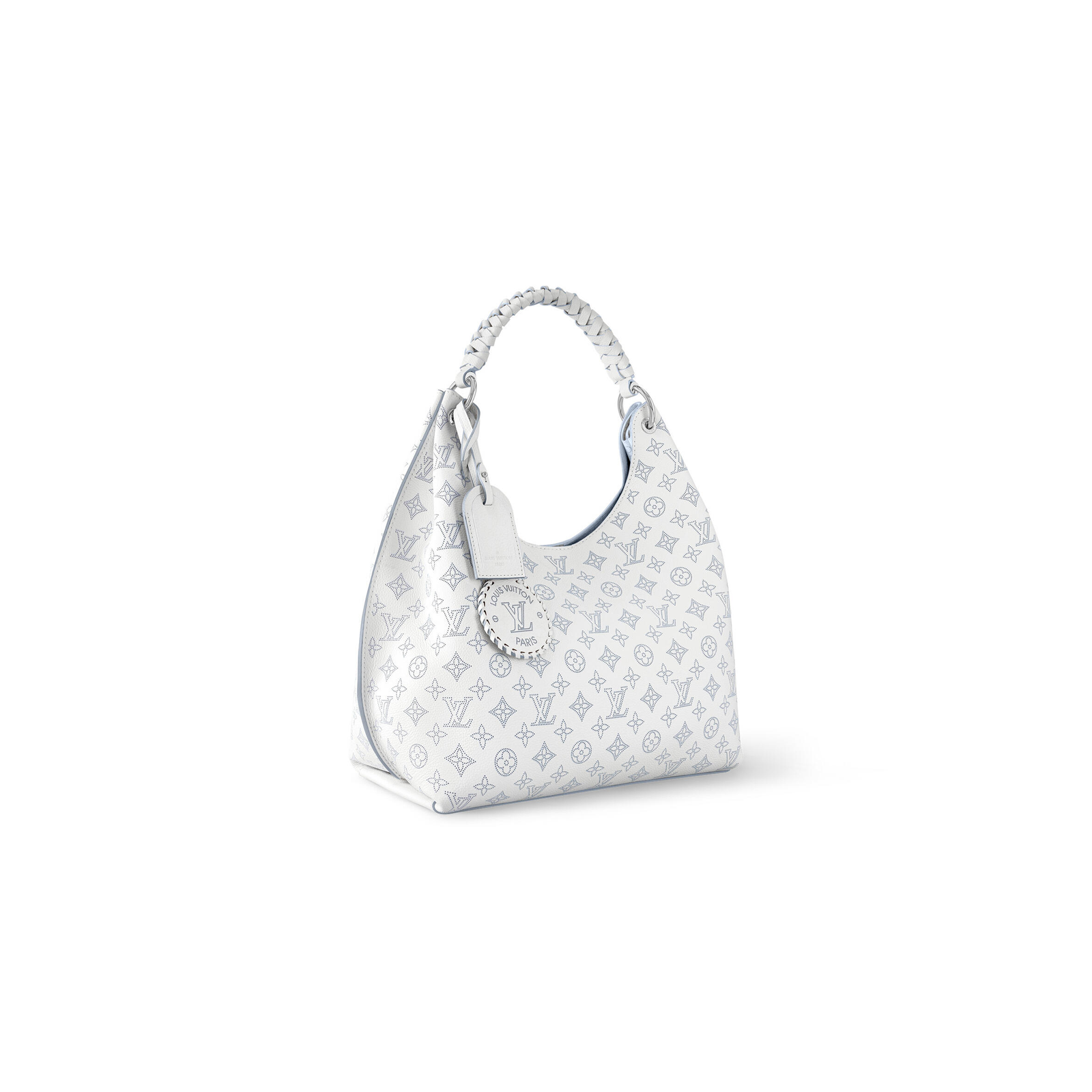M11735 LouisV Carmel Mahina Bag - White  Light Blue Taurillon Leather - 35 × 40 × 17 cm