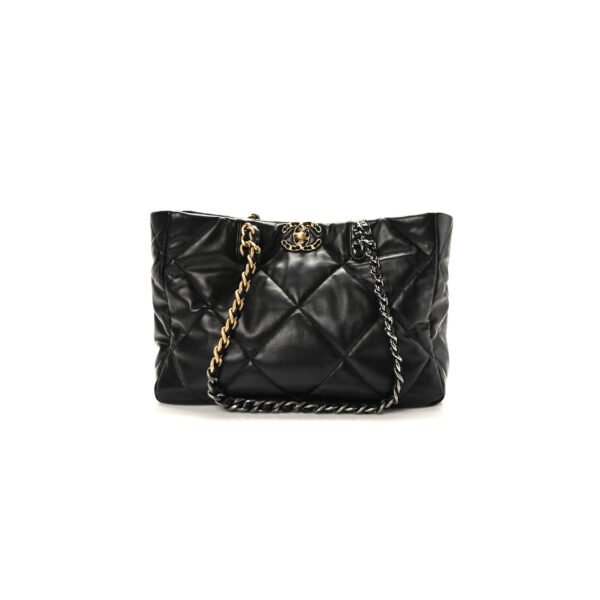 AS3660 CHANEL MASTER LAMBSKIN QUILTED 19 BAG SHOPPING BAG BLACK  (41*24*10.5cm)