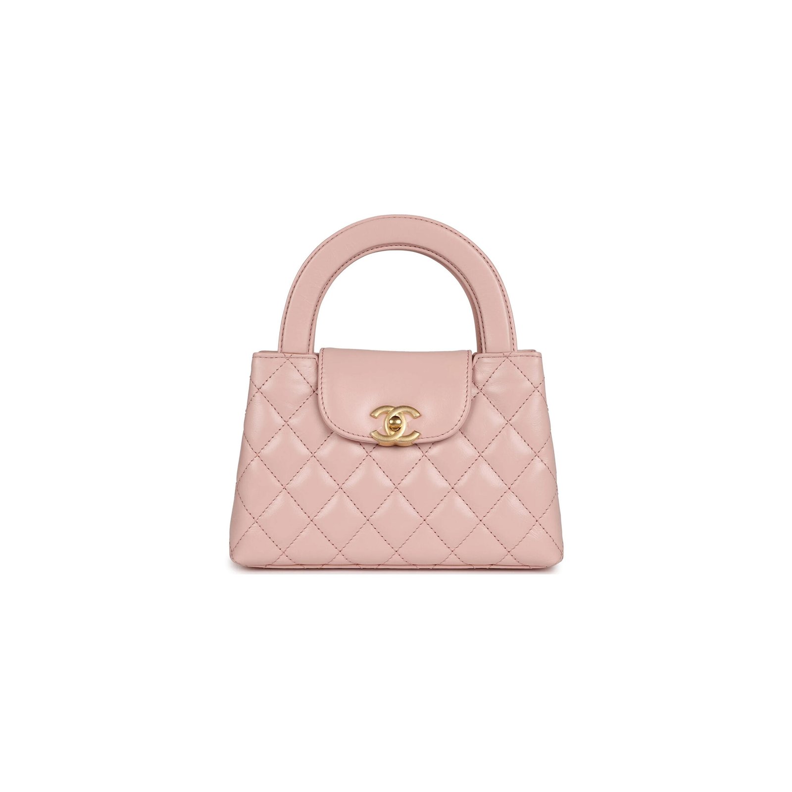AS4416 CHANEL MASTER SMALL KELLY SHOPPER CALFSKIN LIGHT PINK GOLD HARDWARE (19*13*7cm)