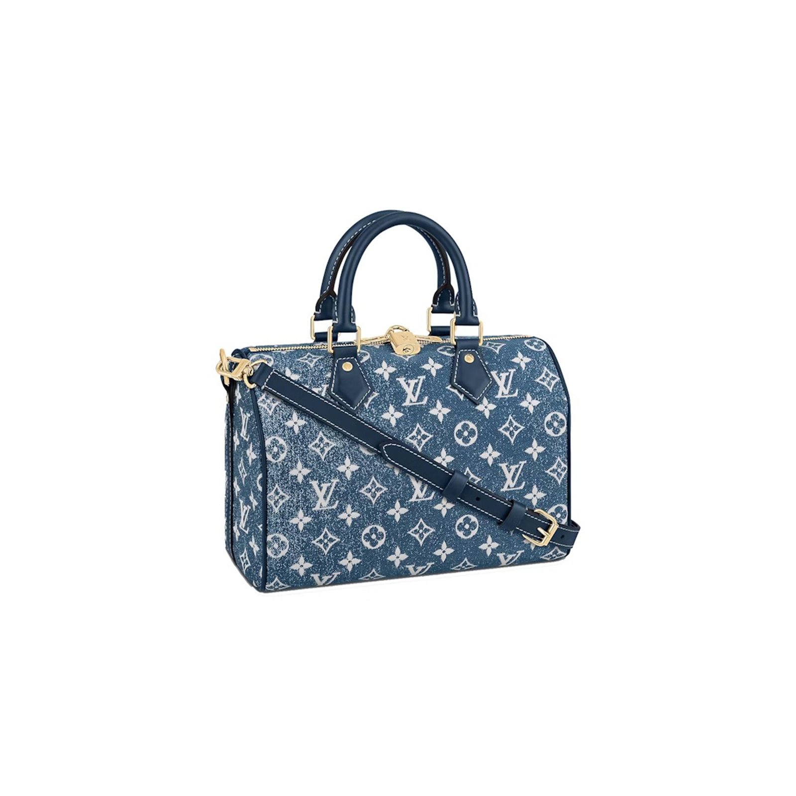 M59609 LOUIS VUITTON MASTER DENIM MONOGRAM JACQUARD SPEEDY BANDOULIERE 25 BLEU (25*19*15cm)