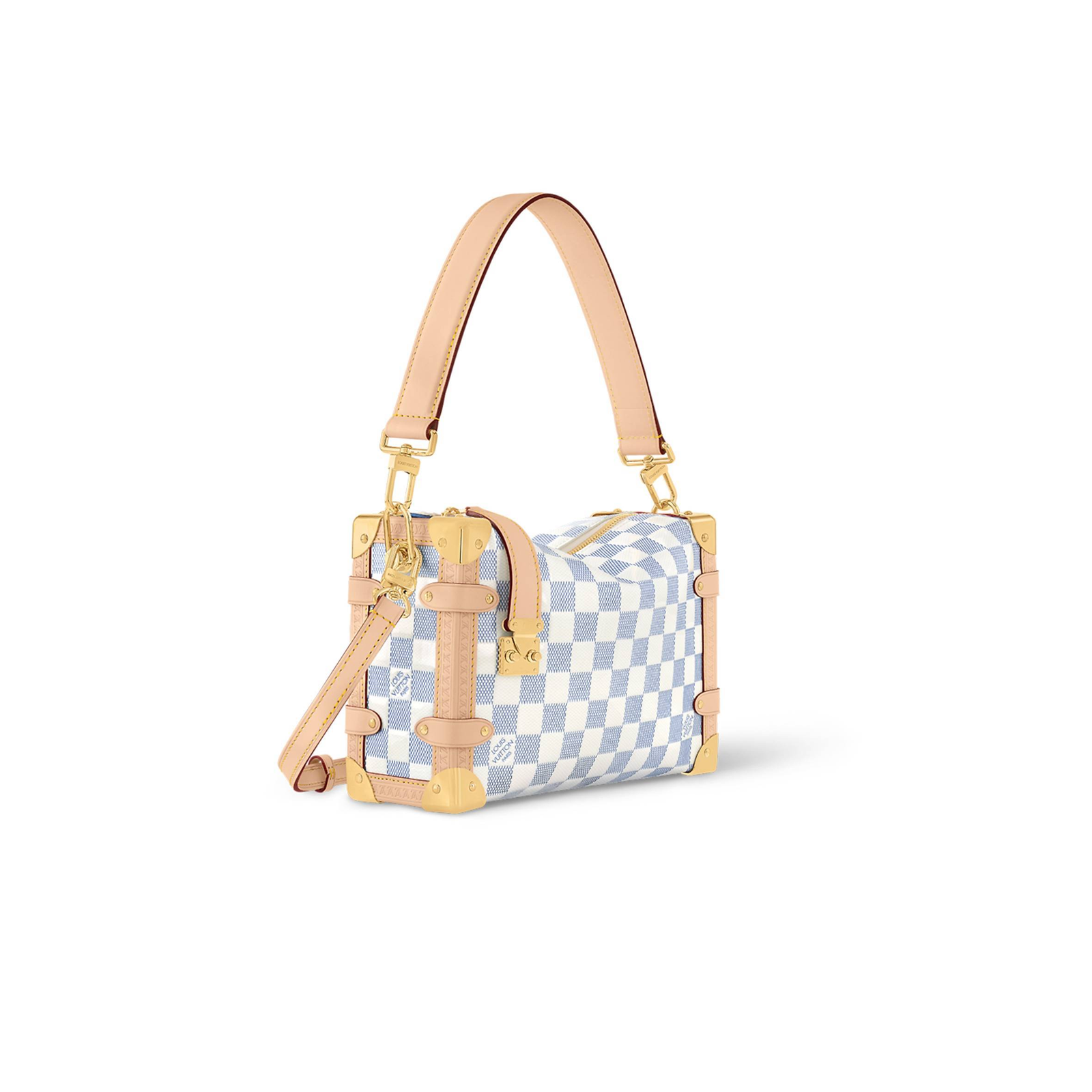N40712 LouisV Side Trunk Medium Bag - Sand Monogram Canvas  Leather - 21 × 14 × 6 cm