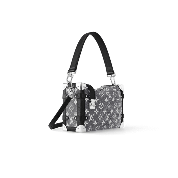 M21460 LouisV Side Trunk Medium Bag - Monogram Denim Canvas  Leather - 21 × 14 × 6 cm