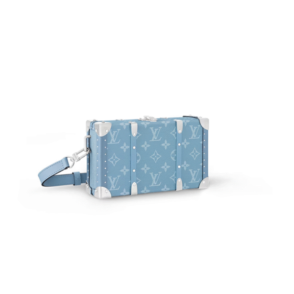 M13562 LouisV Wallet Trunk Bag - Blue Monogram Canvas  Leather - 12.3 × 6 × 21.5 cm