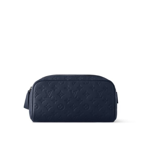M14843  LouisV Dopp Kit Bag - Dark Blue Monogram Embossed Canvas - 28 × 15 × 16.5 cm