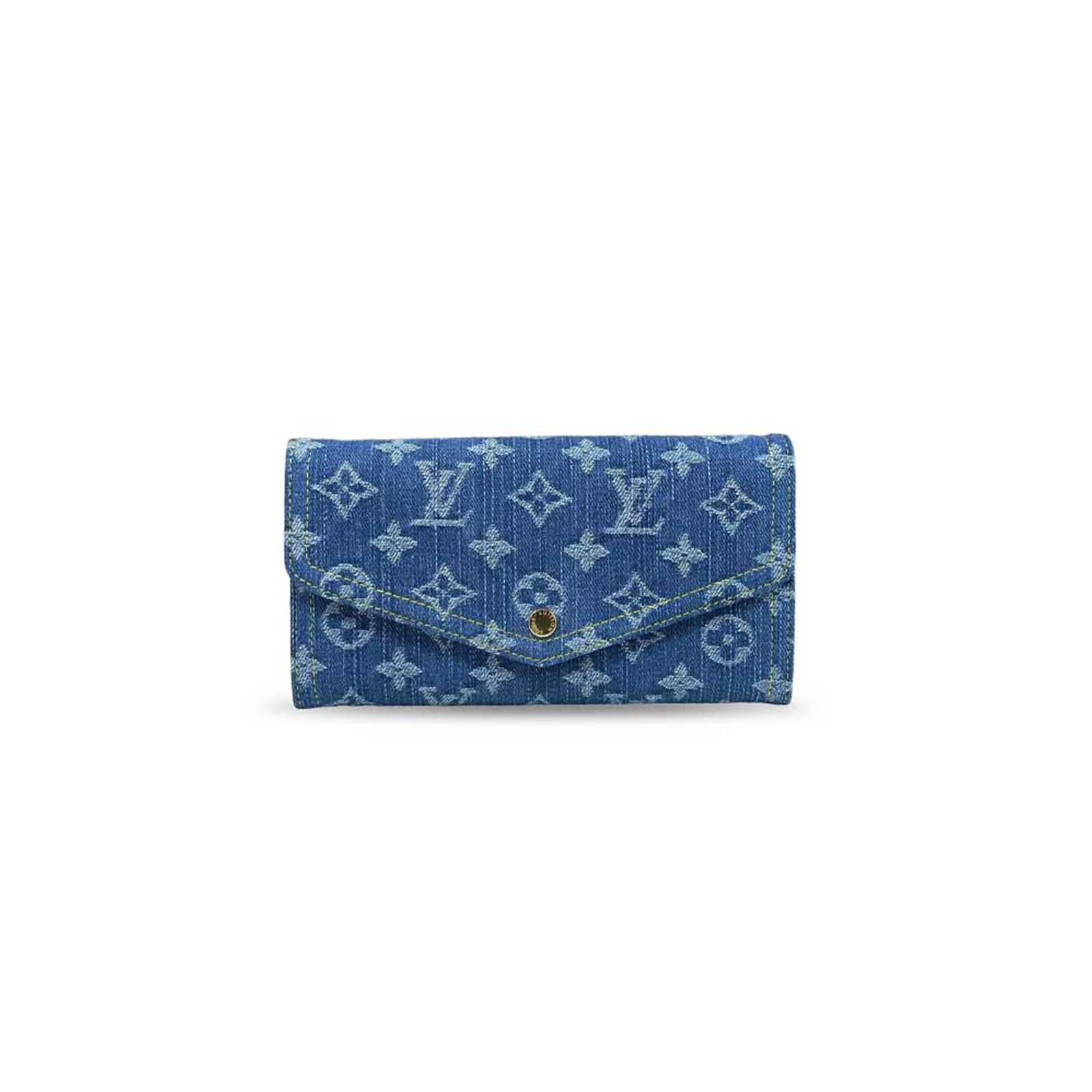 M28280 LouisV Sarah Wallet - Blue Monogram Denim  Leather - 19 × 10.5 × 2 cm