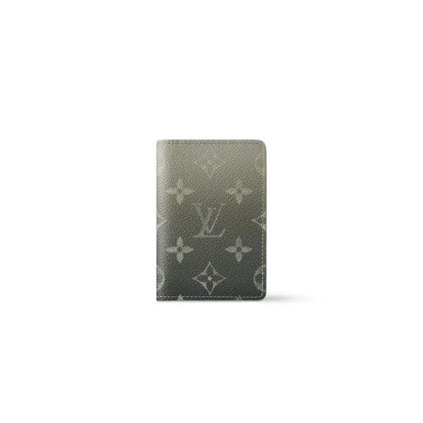 M11549 LouisV Pocket Wallet - Grey Green Brushed Monogram Leather - 7.5 × 11.1 × 1 cm