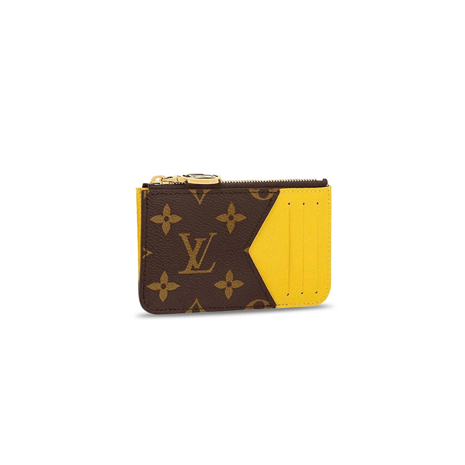 M12853 Louis Vuitton Magnetic Card Holder Monogram Macassar Canvas Yellow 9.5 x 0.5 x 6.5 cm