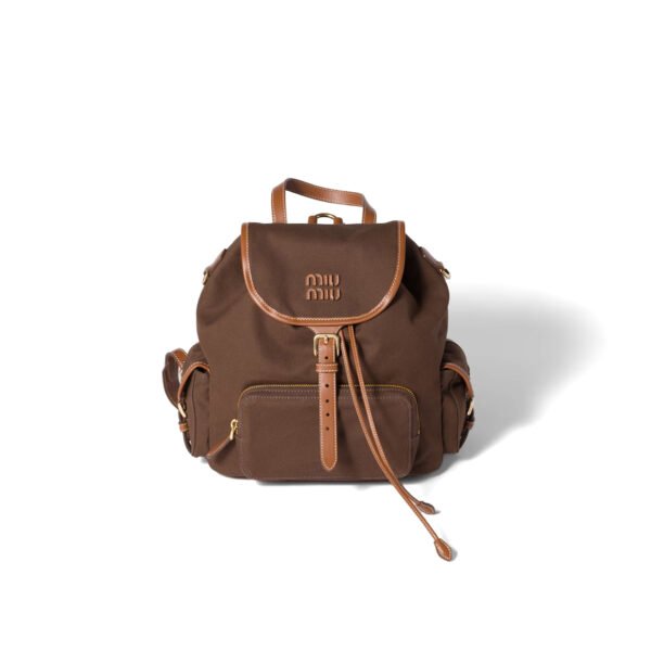 5BZ042 MIU CANVAS AND LEATHER BACKPACK  (29.5*25*12.5cm)