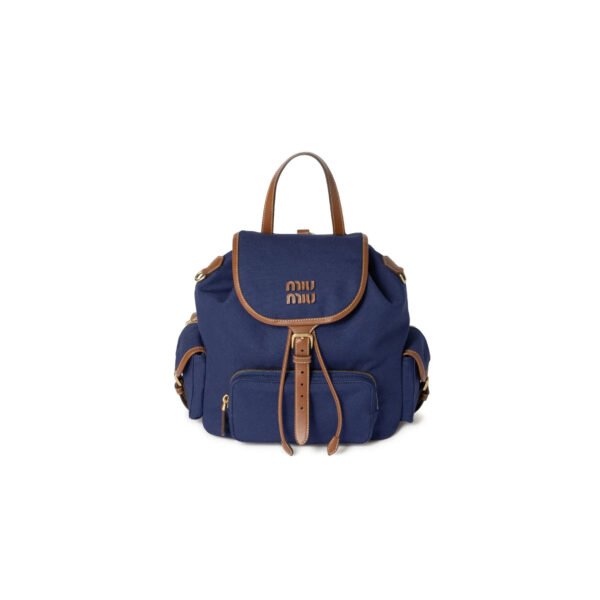 5BZ042 MIU CANVAS AND LEATHER BACKPACK  (29.5*25*12.5cm)