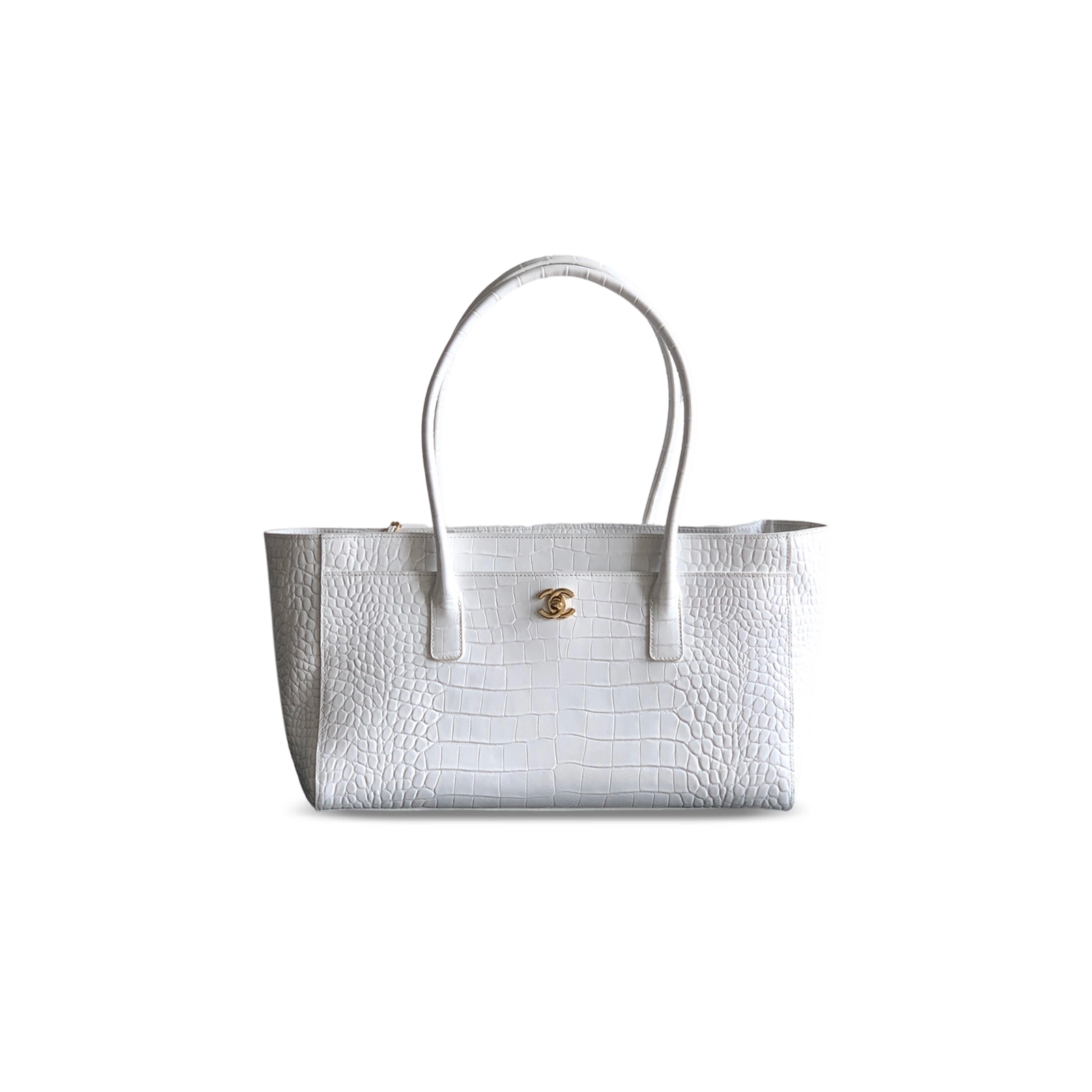 Ch@nel lychee grain leather Calfskin Archetype Small Shopping Tote WHITE 7077 (35*21*12cm)