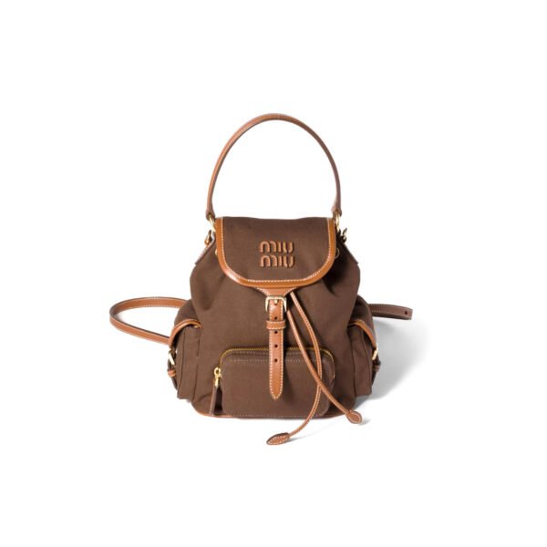 5BZ043 MIU CANVAS AND LEATHER BACKPACK  (22*18*11.5cm)