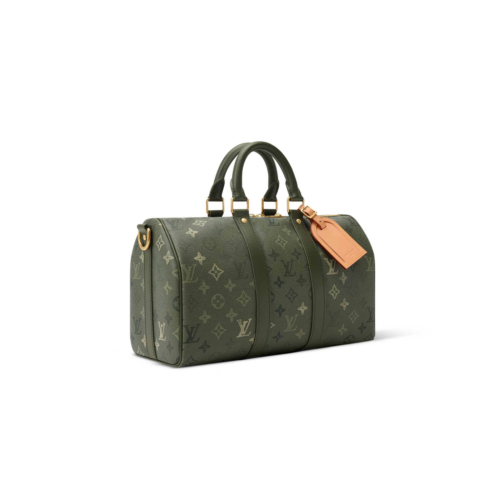 M27054 LouisV Keepall Bandoulière 35 - Green Monogram Surplus Coated Canvas  Leather - 34 × 21 × 16 cm