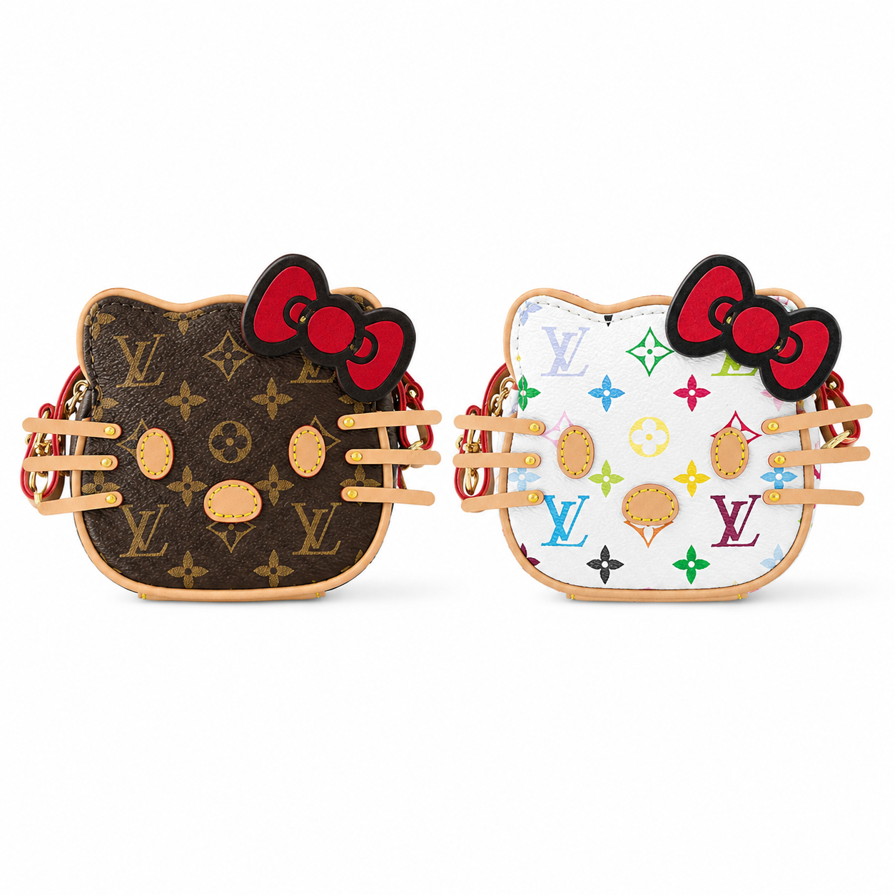 LouisV x Hello Kitty Mini Crossbody Bag Charm - Custom Design - Monogram Canvas / Leather Trim