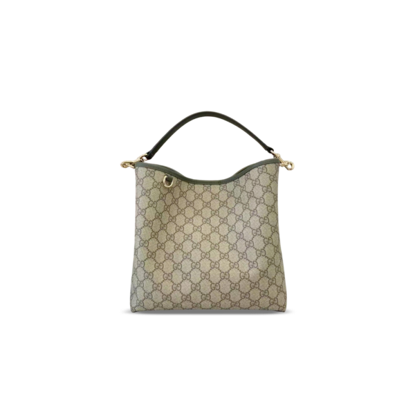815103 Gucci GG Emblem Small Shoulder Bag Brown Green GG Canvas Leather Trim Crossbody Bag 25 × 25 × 15.5 cm
