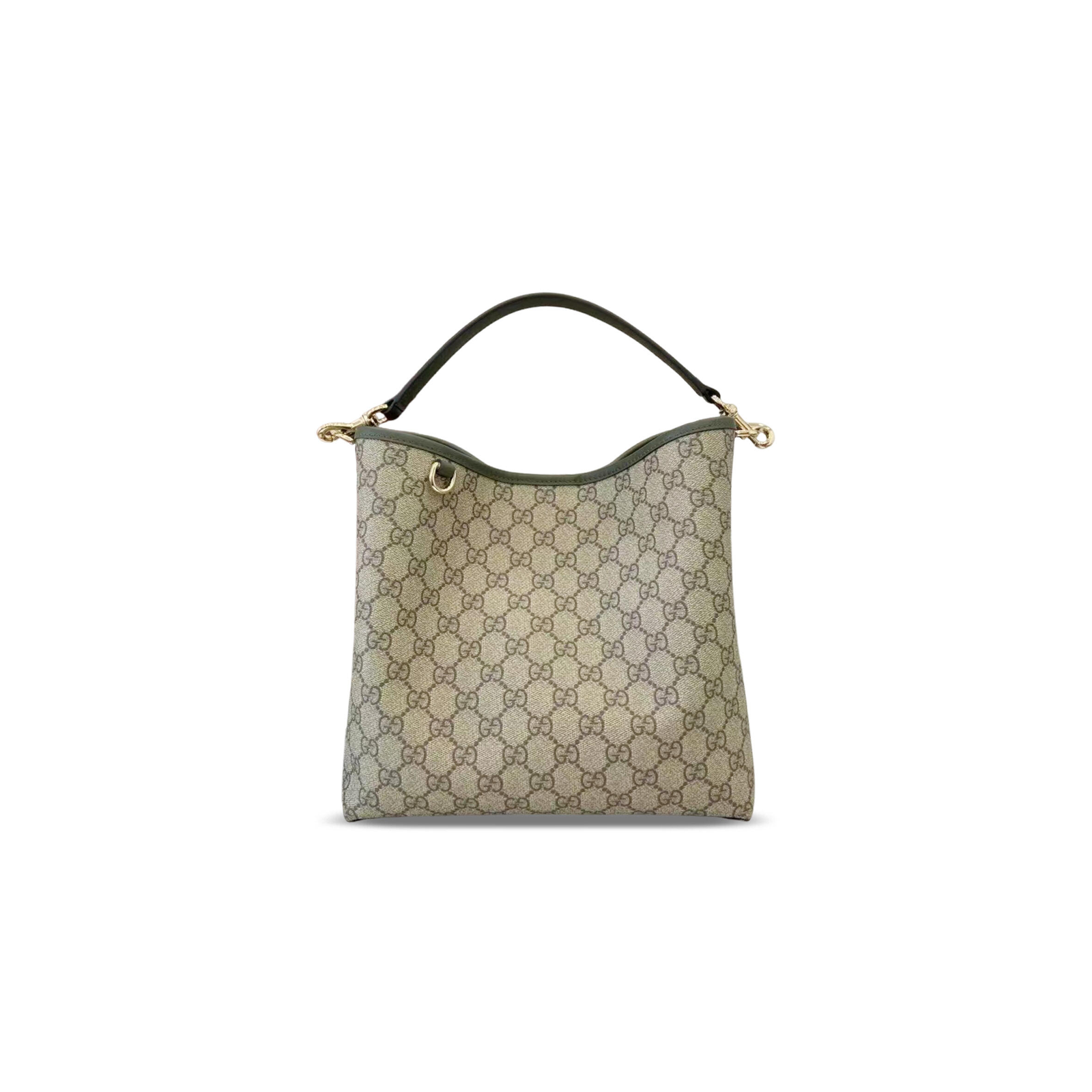 815103 Gucci GG Emblem Small Shoulder Bag Brown Green GG Canvas Leather Trim Crossbody Bag 25 × 25 × 15.5 cm